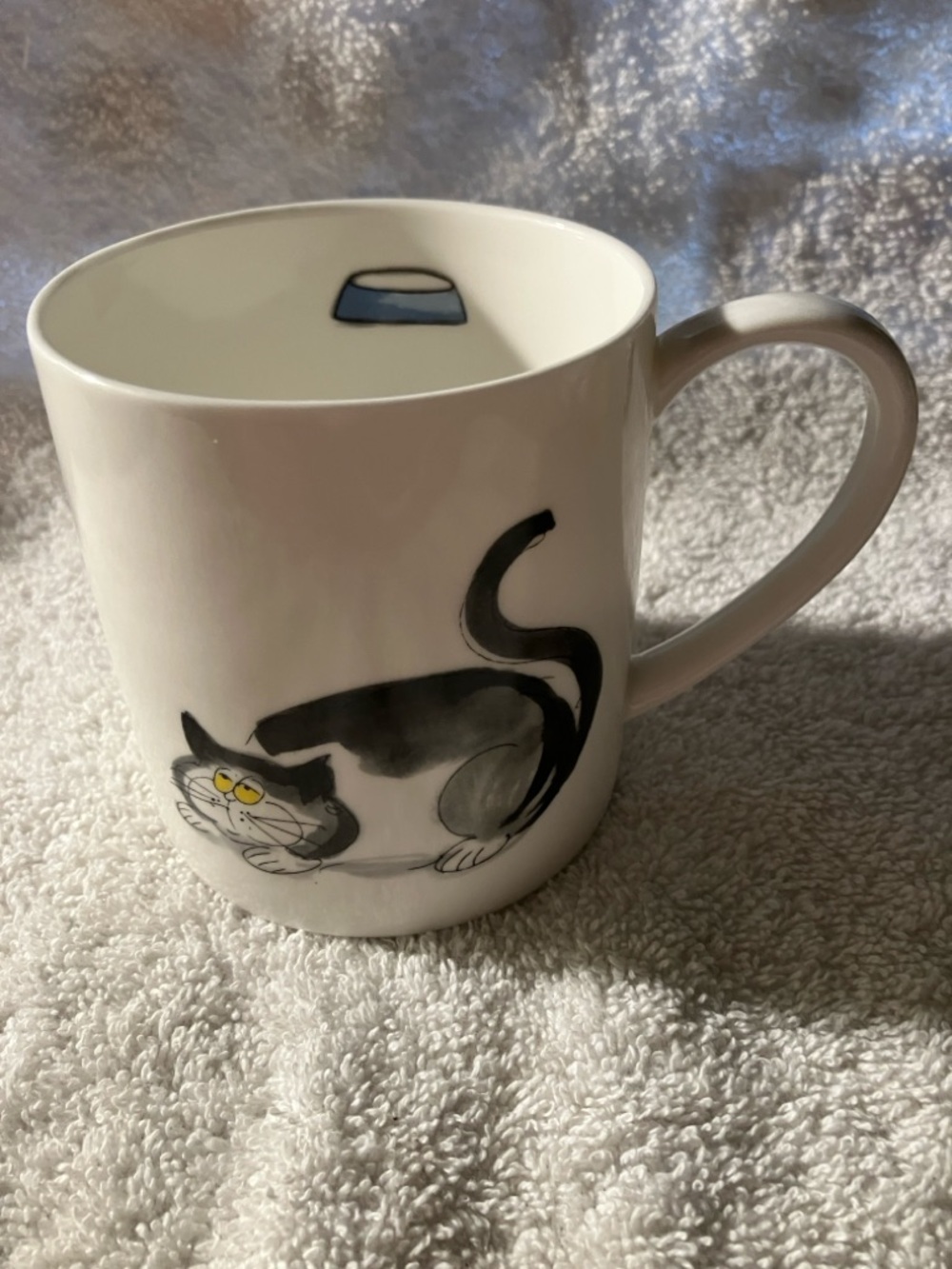 Rose of England White and Black Cat  Ceramic Mug Bone China